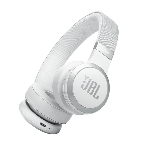 JBL Live 670NC - White - Wireless On-Ear Headphones with True Adaptive Noise Cancelling - Hero